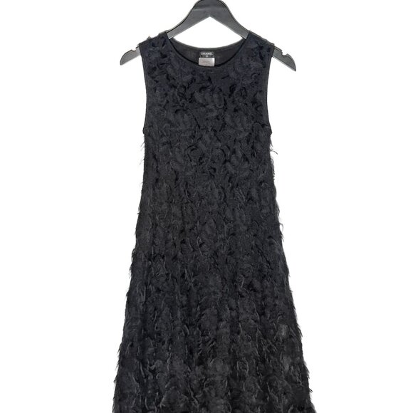 Chanel FW09 Black Mohair Blend Shift Dress w/ Fringed Shawl - Picture 2 of 12